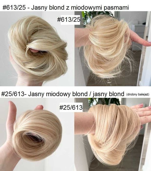 DOCZEPIANY KOK NA GUMCE włosy doczepiane # 25/613 jasny miodowy blond