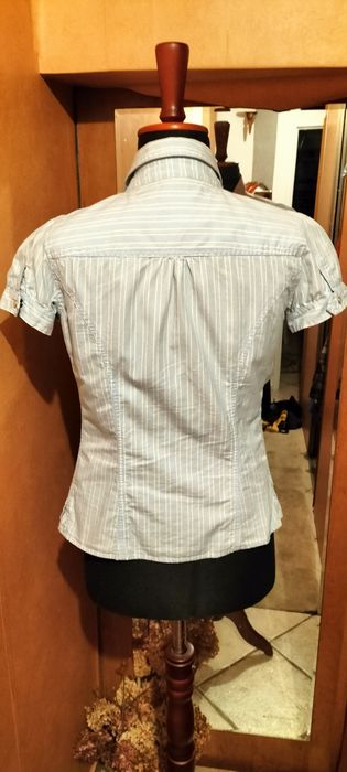 Bluzka koszula Tommy Hilfiger damska taliowana krótki rękaw napy