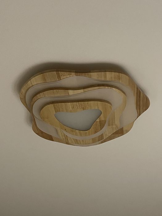Plafonier / Candeeiro de Teto LED em Madeira com Controlo Remoto (Ø 57 cm)