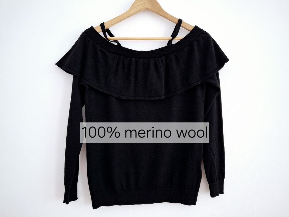 Little Remix sweter 100% wełna merino premium odkryte ramiona