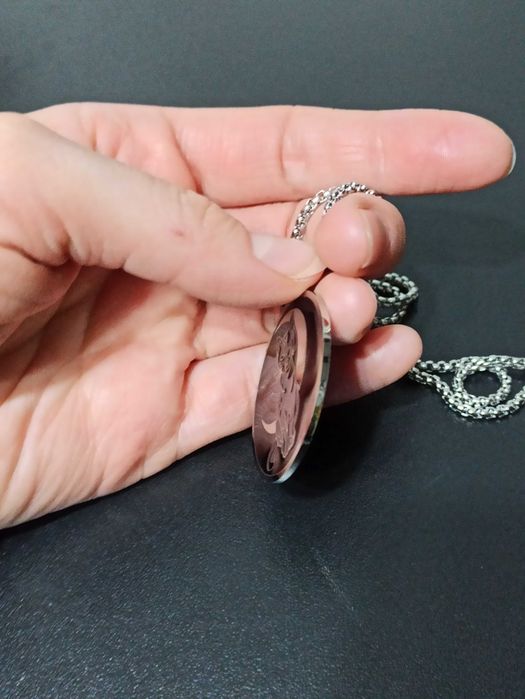 Naszyjnik amulet DUŻY KOT KSIĘŻYC gotyk SREBRNO - CZARNY na prezent