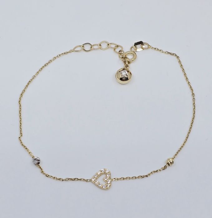 Złota bransoletka z sercem próba 585 14k