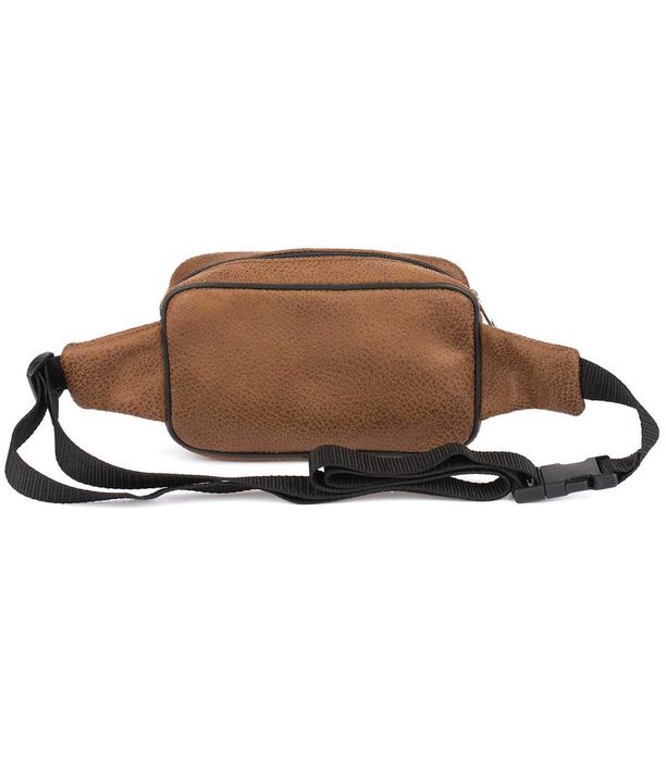 Męska saszetka biodrówka nerka na pas regulowana skóra eko brąz