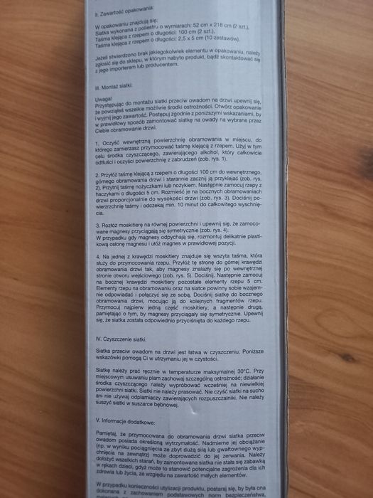 Moskitiera z zapięciem na magnes