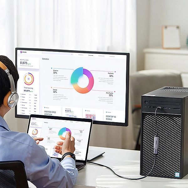 Adapter Ugreen Cm489, 40189 Hdmi (żeński) - Usb-a / Usb-c (męski) - sz