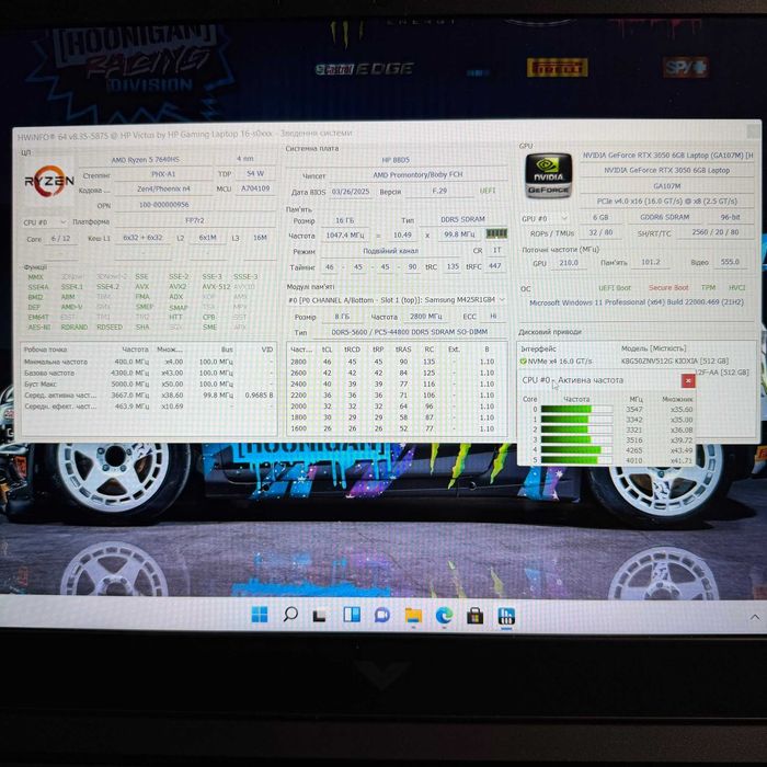 !! HP Victus/AMD Ryzen 5 7640HS/DDR5 16G/M2 512G/nVidia RTX3050 6Gb