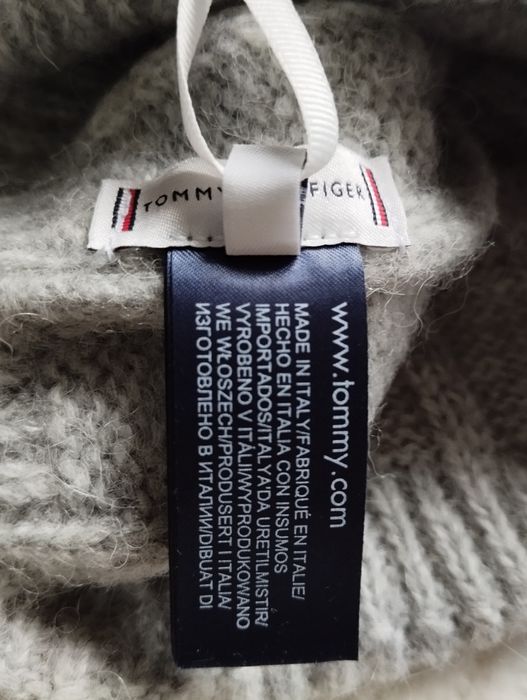 Tommy Hilfiger komplet, zestaw zimowy prezent Gift alpaka Czapka  Szal