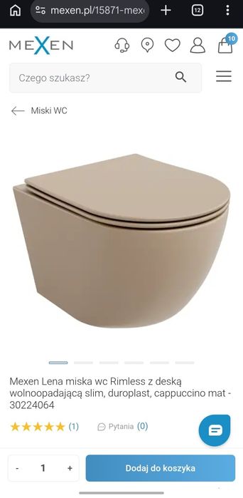 Kaszmirowa / beżowa miska wc. Wisząca.