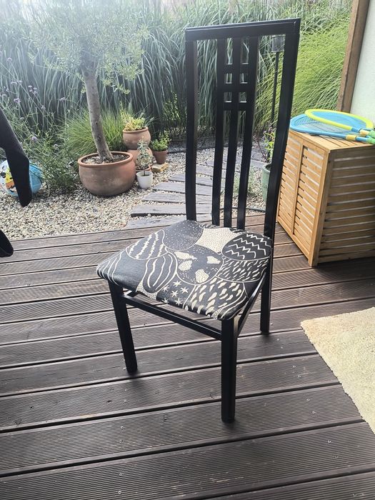 Nowoczesne krzesła  z wysokim oparciem / czarne / loft, boho/ 8 szt.