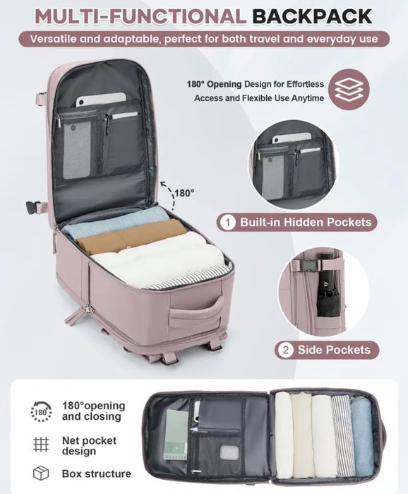 Рюкзак для ручної поклажі, подорожей, 40*20*30, рожевий рюкзак