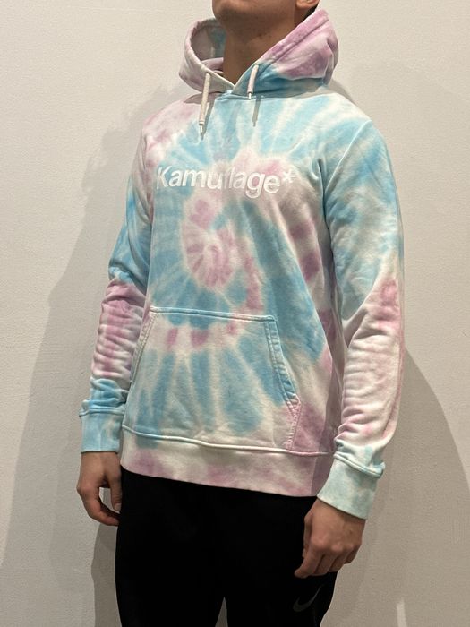 Kamuflage bluza z kapturem z nadrukiem niebieska