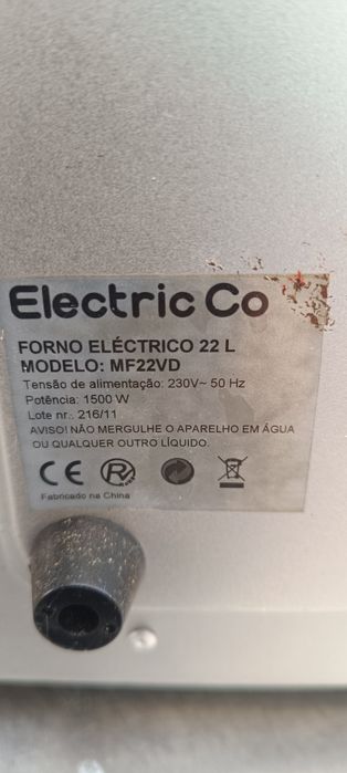 Forno eléctrico 22lts  p= 1500w