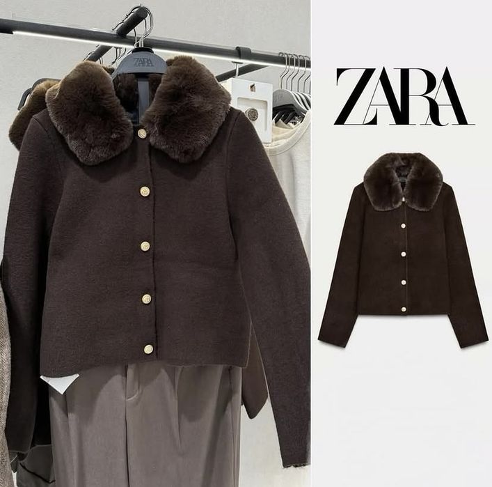 Короткий вязаный кардиган-жакет от zara