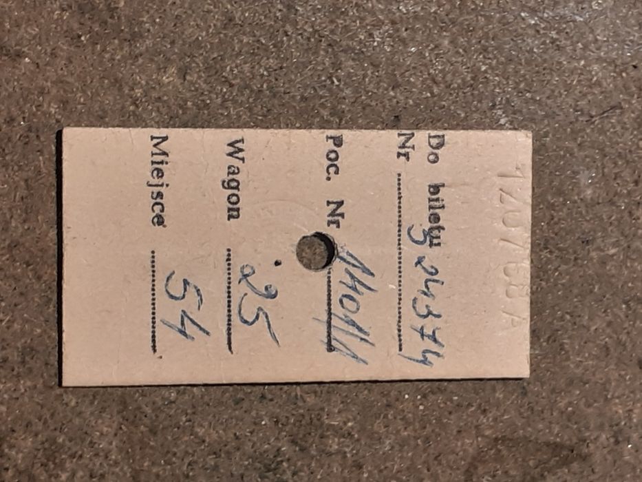 Stary bilet kolejowy PKP kartonik + papier 1968
