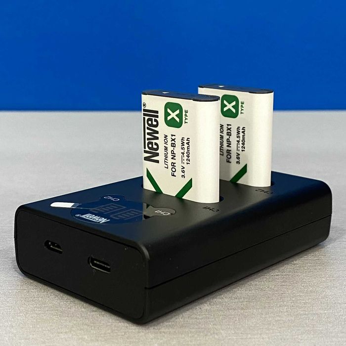 Carregador Duplo Newell + 2x Baterias Sony NP-BX1 (RX1/RX100/HX80)
