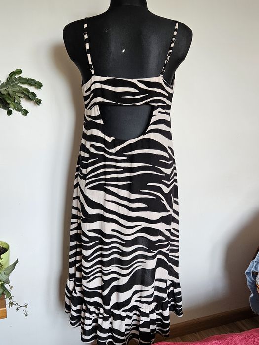 Sukienka na ramiączkach wiskoza wzór zebra