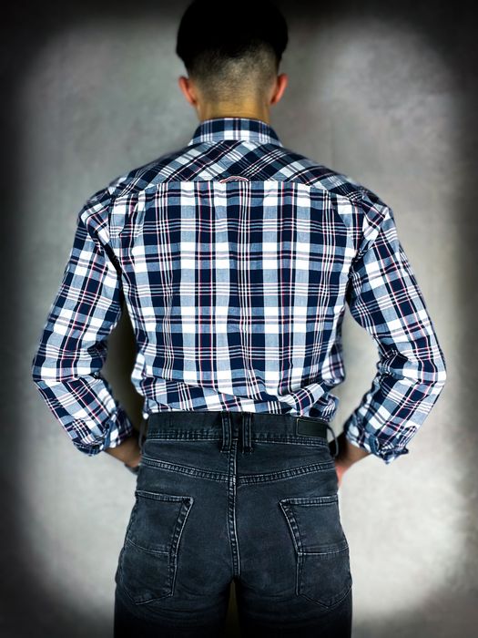 (S) Tommy Hilfiger Nowa Męska Koszula Biała Czerwona Granatowa Bawełna