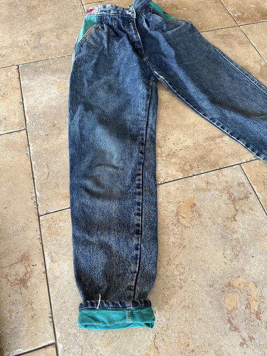 Turecki jeans komplecik 38 marmurek zielone wstawki