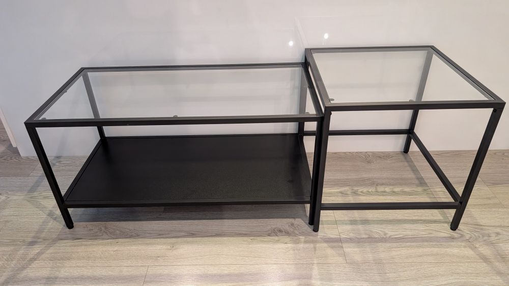 Stolik kawowy czarny VITTSJÖ Ikea 90x50 cm
Stoliki, 2 szt., czarnobrą