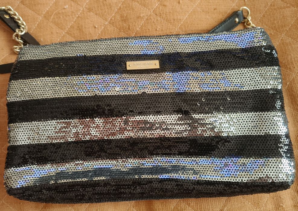 Сумка Kate Spade New York Black and Silver Sequin Clutch