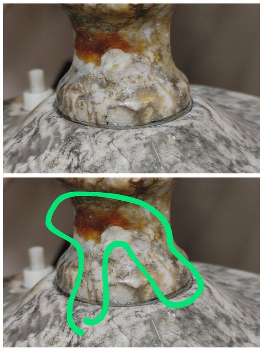 Настольная лампа мраморная с зелёным абажюром Сталинский ампир СССР
