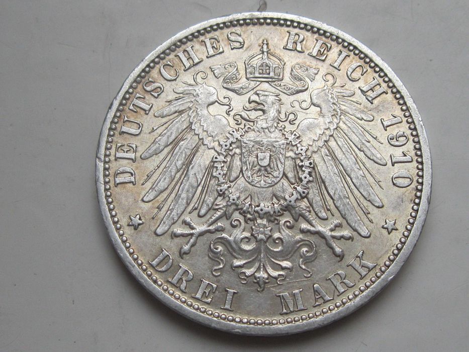 Пруссія, 3 марки 1910 р. Вільгельм II.Срібло.Оригинал.