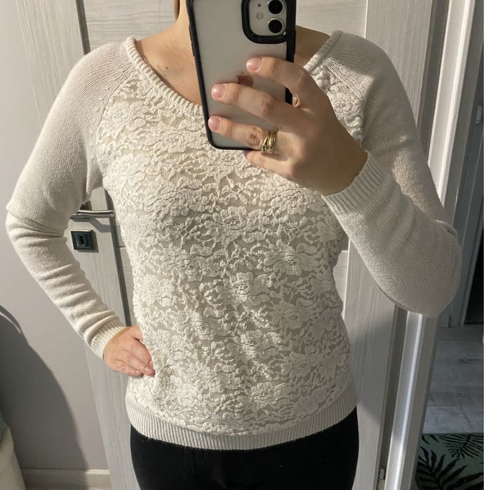 Sweter z koronką wiskoza angora rozmiar S/M