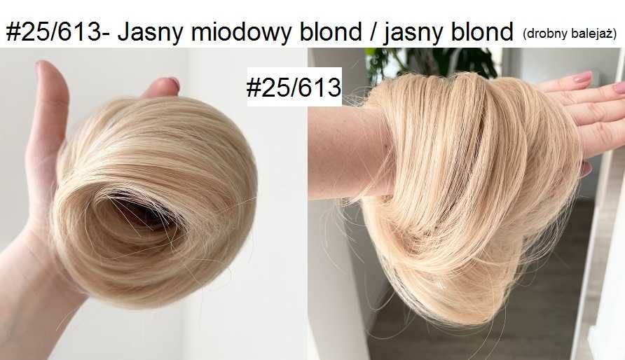 DOCZEPIANY KOK NA GUMCE włosy doczepiane # 25/613 jasny miodowy blond