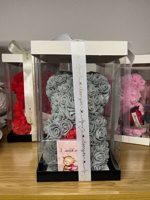 Ведмедик з троянд. Подарунок дівчині, мамі, доньці, бабусі. Мишка роз