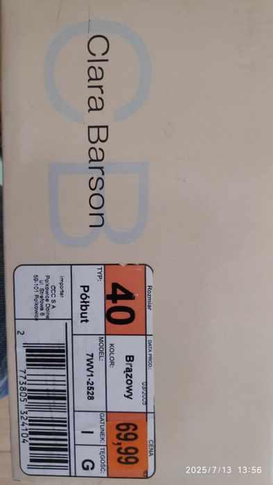 Czółenka, buty Clara Barson, roz. 40