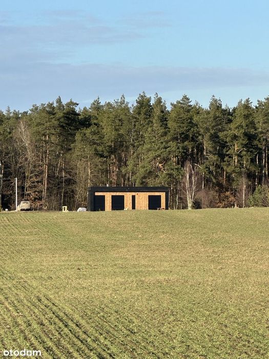 Nowoczesny dom 65m2 działka 1000m nad jeziorem przy lesie, kominek