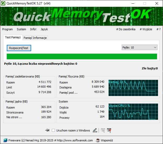 Sprawna Pamięć Ram ddr3 1x8gb 1333mhz Goodram