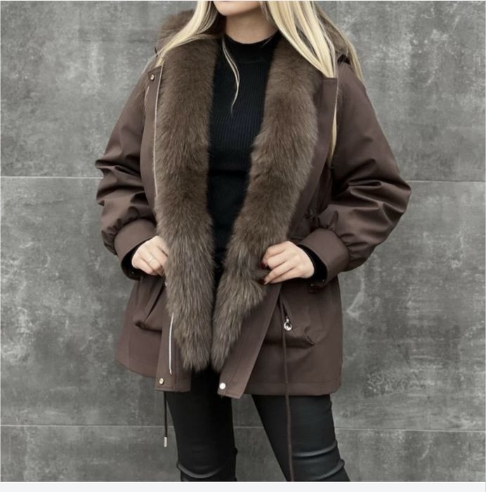 Стильна парка з натуральним хутром,2в1 зимова або весняна Розмір М