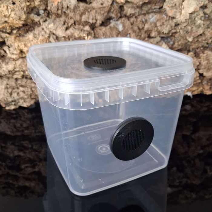 Pojemnik 12x12x11 cm z czarną wentylacją z druku 3D ptasznik terrarium