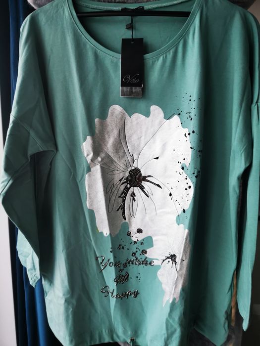 Bluzka damska ze srebrnym kwiatem!!!