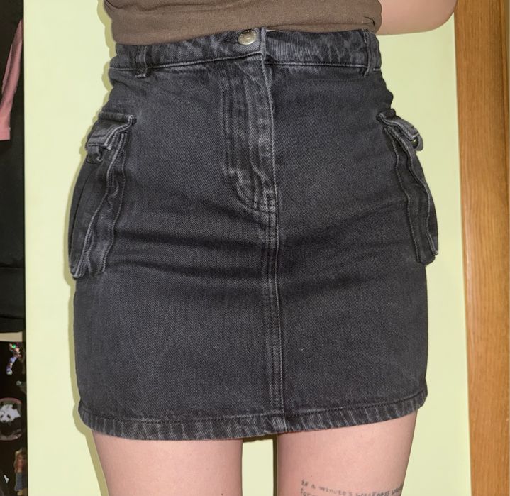 Спідниця джинсова сірого кольору міні спідниця