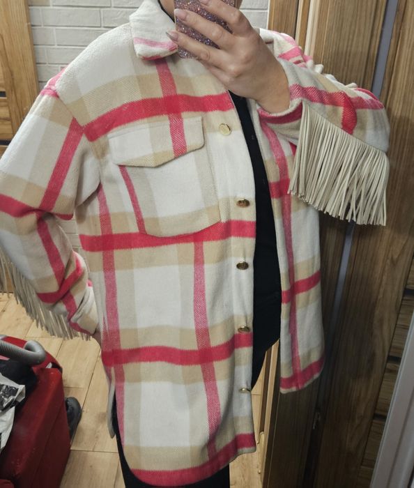 Płaszcz kurtka koszulowa 40 L róż złoto