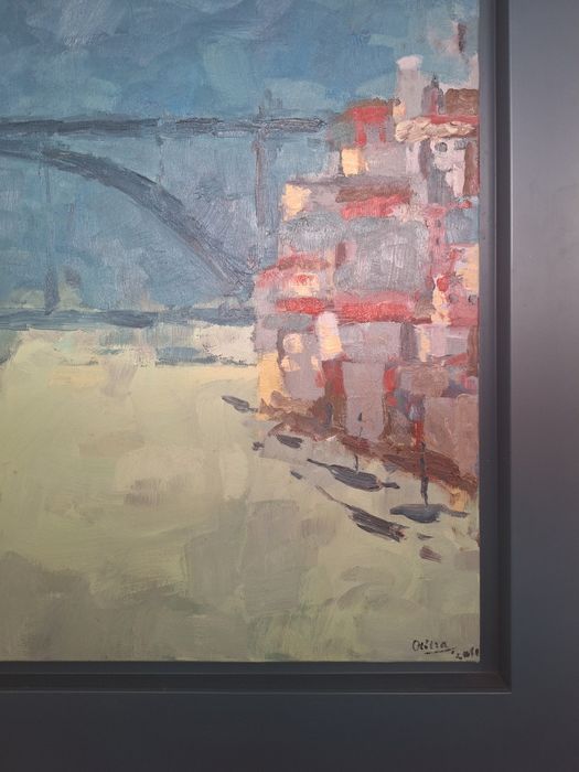 Quadro a óleo Ponte/ emoldurado