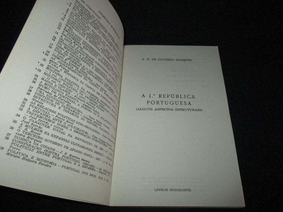 Livro A Primeira República Portuguesa alguns aspectos estruturais
