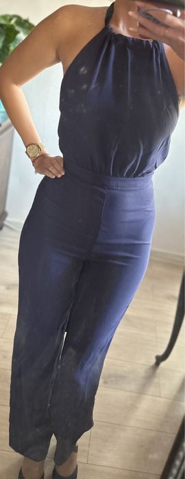 Kombinezon damski elegancki wyjściowy 34/36 granatowy