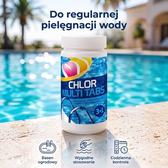 Chlor 3w1 Multi Tabs GAMIX 1 kg Chemia do Basenu Chemia basenowa