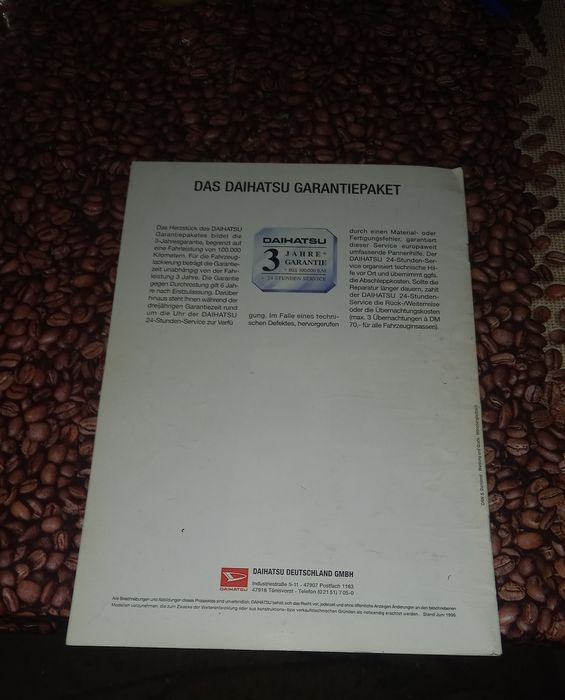 Журнал пособие Брошюра Daihatsu Feroza 06/1996