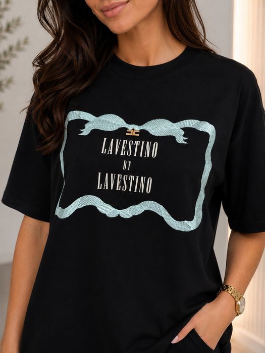 T-shirt damski czarny BLUE FRAME rozmiar uniwersalny Lavestino