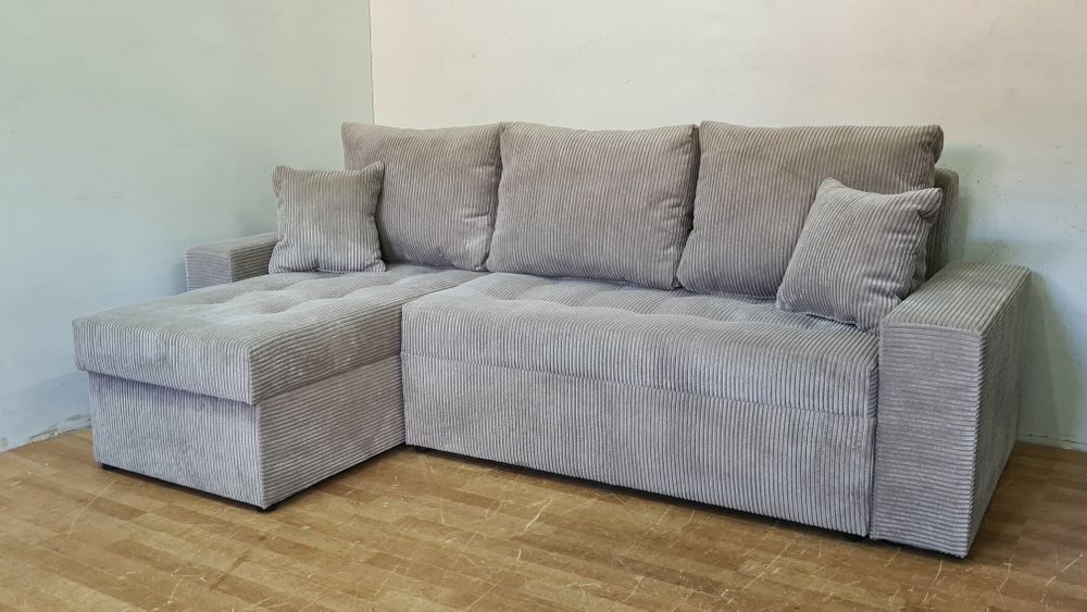 Nowy Narożnik sprężyny automat sztruks welur plusz kanapa sofa rogówka