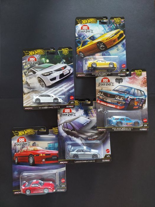 Hot Wheels Premium Ronin Run II Nissan Skyline Honda Civic Mazda RX3 Mitsubishi Lancer Evolution Toyota Supra