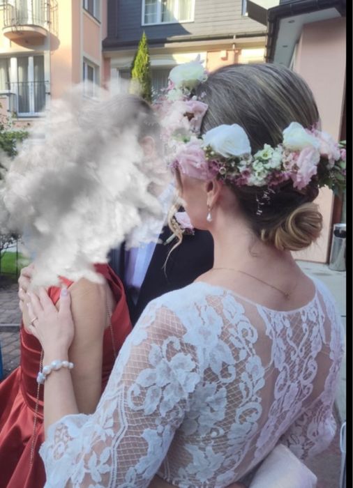 Suknia ślubna Anna Kara Maureen 36/s koronkowa litera A