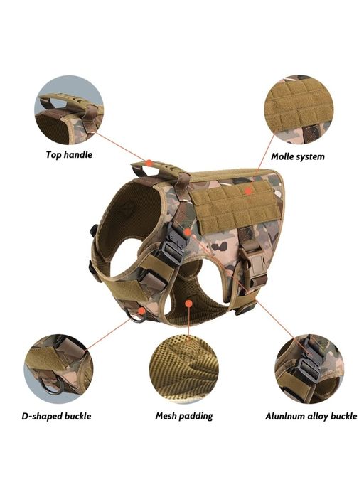 Szelki taktyczne dla psa ze smycza róż S
