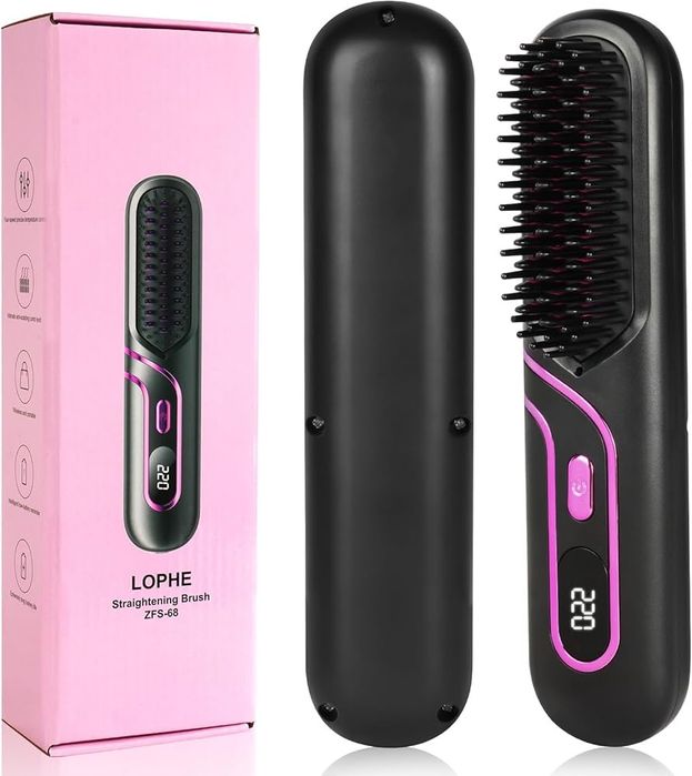 Бездротова щітка для випрямлення волосся з негативними іонами LOPHE.
