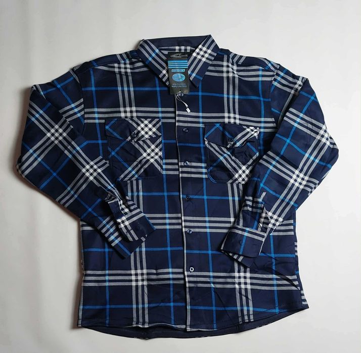 Męska koszula w kratę ciepła ocieplana polarem od środka r. 4XL 45/46