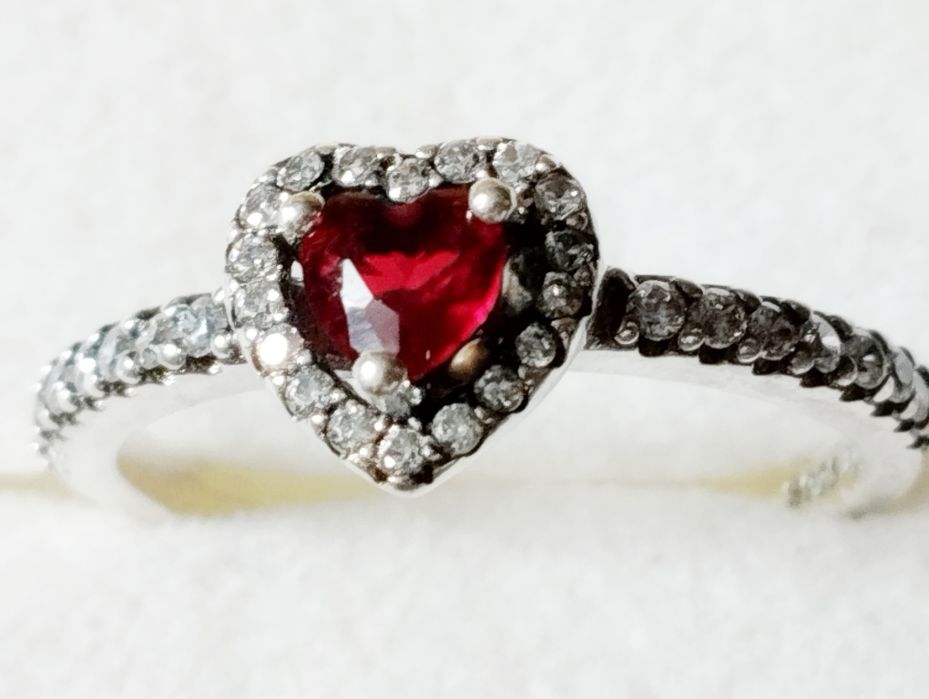 Nowy pierścionek Pandora ALE 925S 18 serce cyrkonie